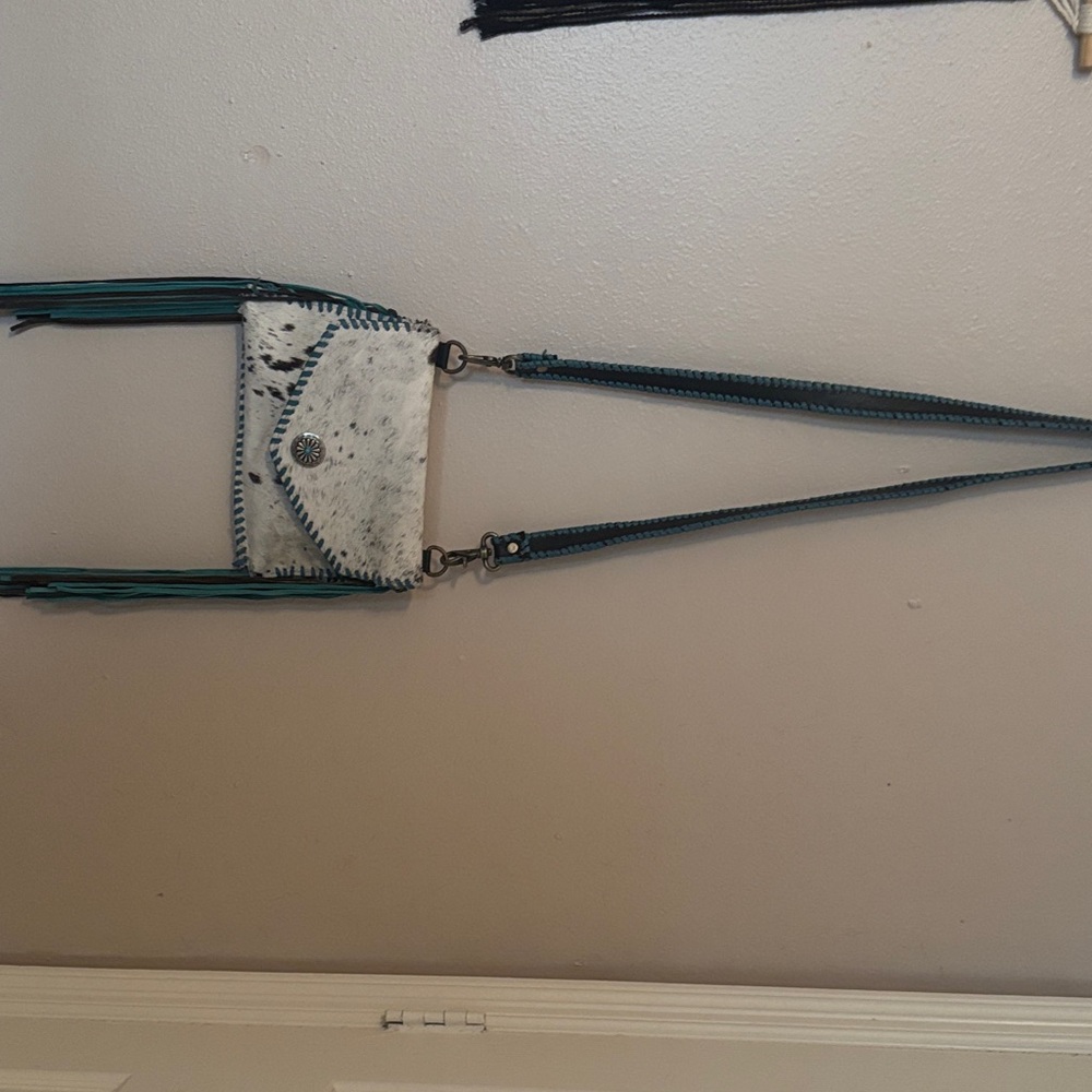 Myra Bag White and Teal Crossbody Bag